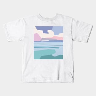 Minimalistic landscape with cloudy sky and the sea. Kids T-Shirt